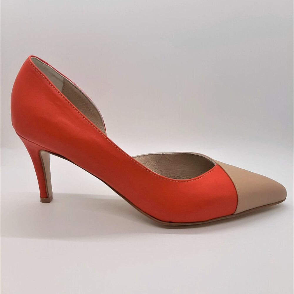 Vermilion and Cream Closed Toe Heels